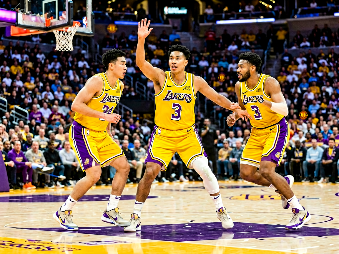 NBA季后赛湖人队主场作战比赛场景